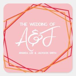 サンライズオレンジピンクブライトバラピンクレッド結婚ズ スクエアシール