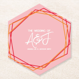 サンライズオレンジピンクブライトバラピンクレッド結婚ズ ペーパーコースター