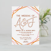 サンライズオレンジピンクブライト結婚ズバラ金ゴールド 箔招待状 (立ち正面)