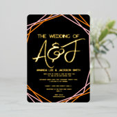 サンライズオレンジピンクブライト結婚ズ 箔招待状 (立ち正面)