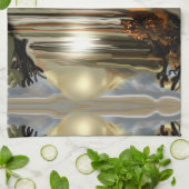 サンライズオンザデザートサウスウエスタン抽象芸術アート キッチンタオル (折り畳み)