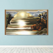 サンライズオンザデザートサウスウエスタン抽象芸術アート キャンバスプリント (インサイチュ (ウッドフロア))