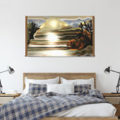 サンライズオンザデザートサウスウエスタン抽象芸術アート キャンバスプリント (インサイチュ (寝室))