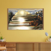 サンライズオンザデザートサウスウエスタン抽象芸術アート キャンバスプリント (インサイチュ (リビング))