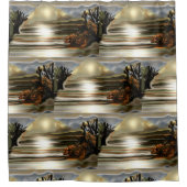 サンライズオンザデザートサウスウエスタン抽象芸術アート シャワーカーテン (正面)