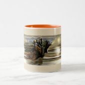 サンライズオンザデザートサウスウエスタン抽象芸術アート ツートーンマグカップ (中央)