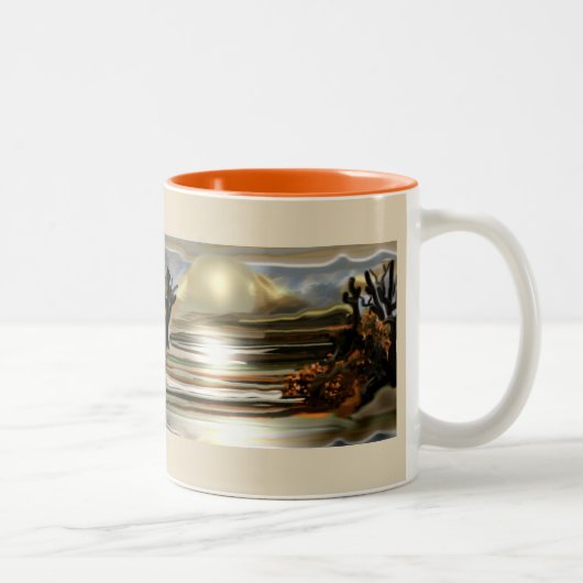 サンライズオンザデザートサウスウエスタン抽象芸術アート ツートーンマグカップ (右)