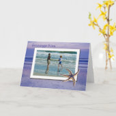 サンライズオンザビーチ写真テンプレートカード カード (黄色い花)