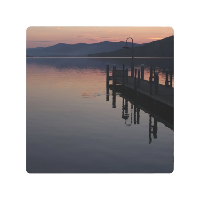 サンライズオン波止場アットレイクジョージニューヨーク メタルプリント (正面)