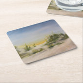 サンライズオーバーサンドダンズ、オリジナル油彩画 スクエアペーパーコースター (アングル)
