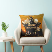 サンライズカッコいいブラック金ゴールドメタリックスタークリスマスニューアイ クッション (椅子)