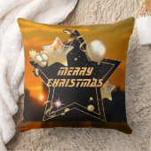 サンライズカッコいいブラック金ゴールドメタリックスタークリスマスニューアイ クッション (ブランケット)