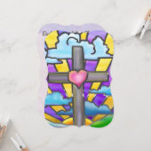 サンライズカトリックフォークアートイースター招待状イベント カード (正面/裏面インサイチュ)