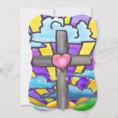 サンライズカトリックフォークアートイースター招待状イベント カード (正面)