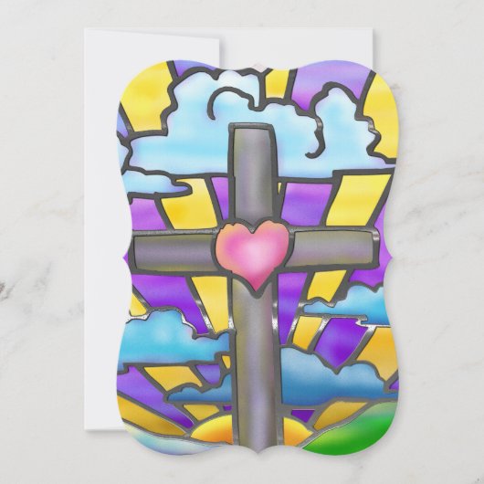 サンライズカトリックフォークアートイースター招待状イベント カード (正面)