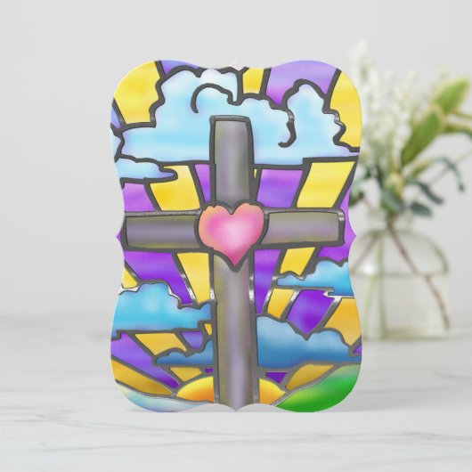 サンライズカトリックフォークアートイースター招待状イベント カード (スタンド正面)