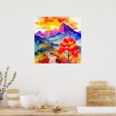 サンライズカラフルマウンテンウォールアート ポスター (キッチン)