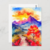 サンライズカラフルマウンテンウォールアート ポストカード (正面/裏面)
