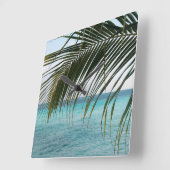 サンライズカリブの海パーム1 スクエア壁時計 (傾斜)
