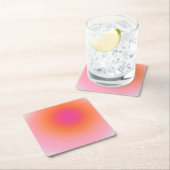サンライズグラデーション – ベージュピンクオレンジ スクエアペーパーコースター (インサイチュ)