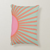 サンライズグリーンアンドピンク抽象芸術レトロサンシャイン アクセントクッション (裏面(縦))