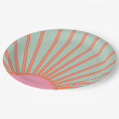 サンライズグリーンアンドピンク抽象芸術レトロサンシャイン ペーパープレート (アングル)