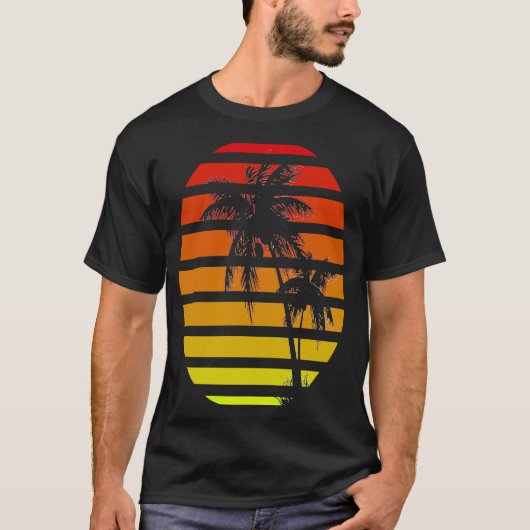 サンライズサマー感じパームビーチデザイン Tシャツ (正面)