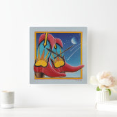 サンライズサンセットウエスタンカウボーイブーツ壁時計 スクエア壁時計 (ホーム)