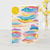 サンライズサンセットウォーターカラー空白のグリーティングカード カード (黄色い花)