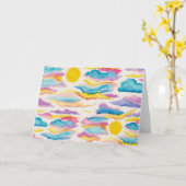 サンライズサンセットウォーターカラー空白のグリーティングカード カード (黄色い花)