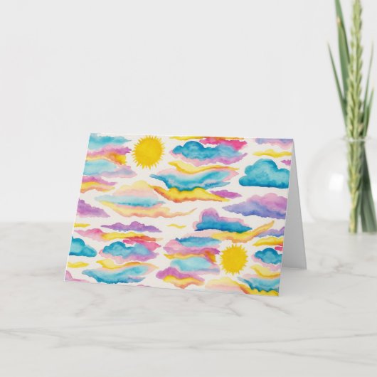 サンライズサンセットウォーターカラー空白のグリーティングカード カード (正面)