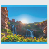 サンライズサンドストーン滝の風景 ラッピングペーパー (フラット)