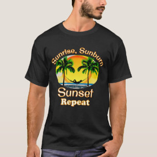 サンライズサンバーンサンセットリピートおもしろいビーチ夏 Tシャツ
