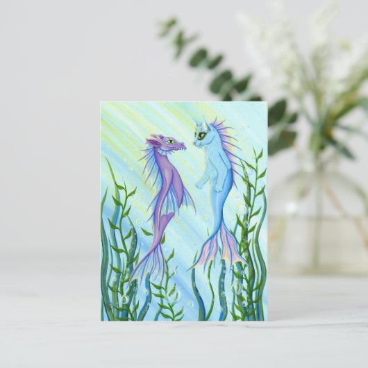 サンライズスイムシードラゴン&マーメイドキャットアートポストカード ポストカード (スタンド正面)