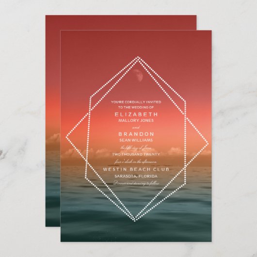 サンライズスカイズ海ムーン結婚式招待状 招待状 (正面/裏面)