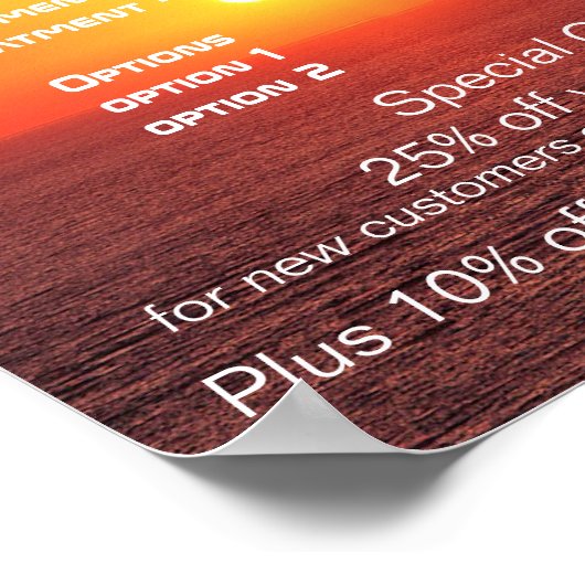 サンライズスパおよびサロンサービスの価格表 ポスター (角)