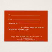 サンライズスパサロンギフト券 (裏面)