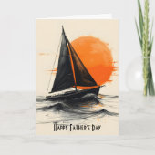 サンライズセーリングボートシルエットシルエット父の日 カード (正面)