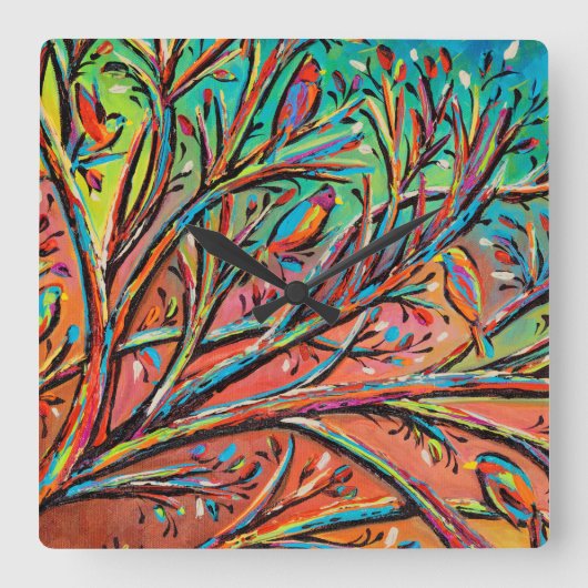 サンライズツリートップバードII スクエア壁時計 (正面)