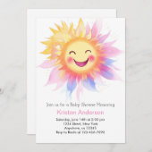 サンライズドリームアンドサンシャインビームズガールベビーシャワー 招待状 (正面/裏面)