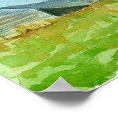 サンライズバーズレッドバーンドウォーター色景観アート ポスター (角)