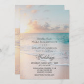 *～*サンライズパステルビーチ結婚サンセット 招待状 (正面/裏面)