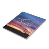 サンライズパープルスカイフォトグッドモーニング  タイル (側面)