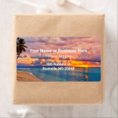 サンライズビーチとパームツリーズトロピカル ラベル (インサイチュ)