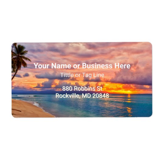 サンライズビーチとパームツリーズトロピカル ラベル (正面)