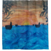 サンライズビーチパームツリーズ シャワーカーテン (正面)