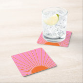 サンライズピンクアンドオレンジヴィンテージボホサンシャイン スクエアペーパーコースター (インサイチュ)