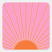 サンライズピンクアンドオレンジヴィンテージボーホサンシャイン スクエアシール (正面)