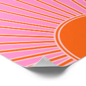 サンライズピンクアンドオレンジヴィンテージボーホサンシャイン ポスター (角)