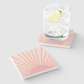 サンライズピンク抽象芸術レトロサンシャイン ストーンコースター (横)